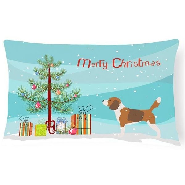 Carolines Treasures Carolines Treasures BB2928PW1216 Beagle Merry Christmas Tree Canvas Fabric Decorative Pillow BB2928PW1216